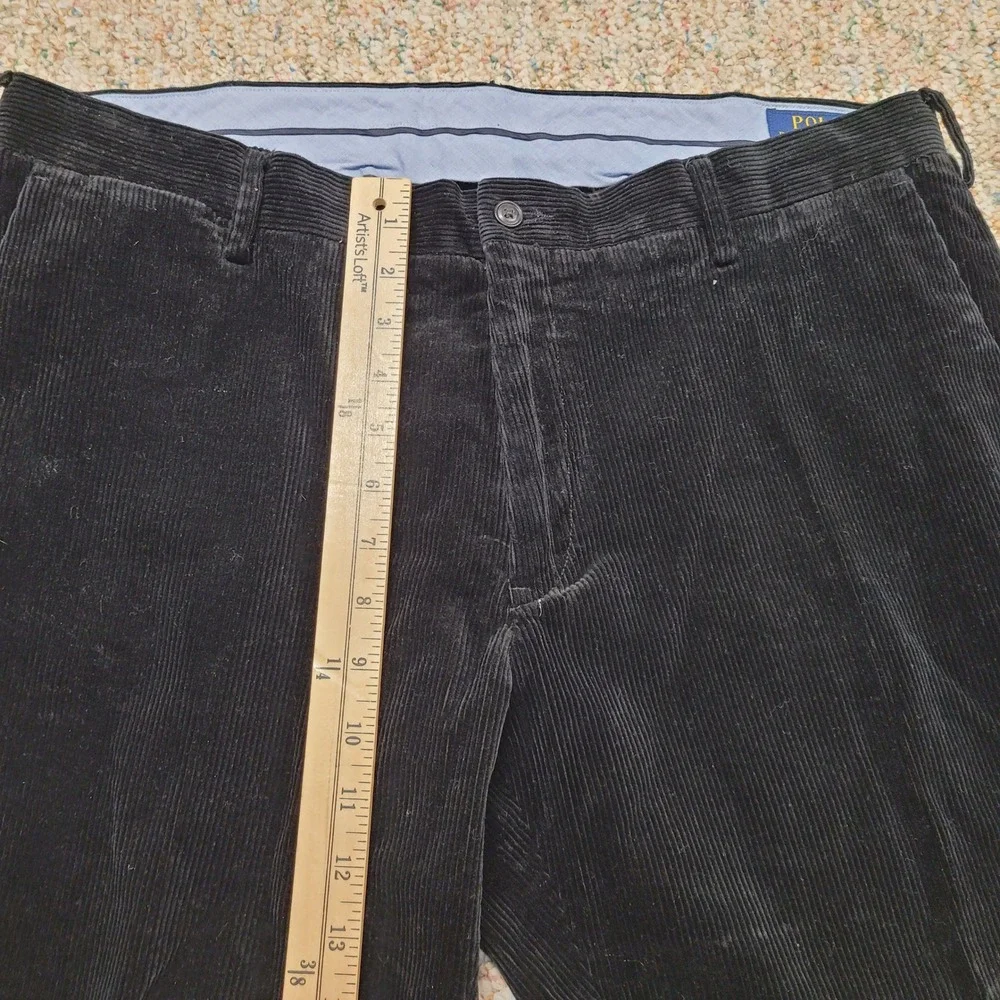 Polo Ralph Lauren Corduroy‎ Pants Mens 36x27 Black Classic Fit Cuffed Trousers
